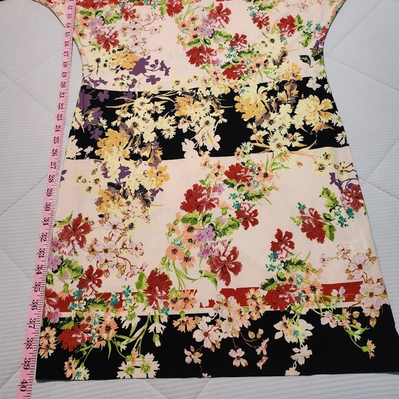 Colorful Flower Print Dress on Black Background - Picture 2 of 8